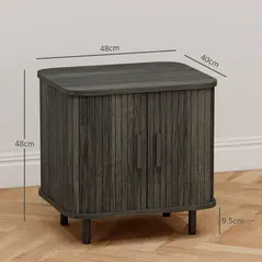 HOMCOM Bedside Table, Nordic Side Table with Roller Shutter Style Sliding Doors and Metal Legs for Bedroom, Living Room, Grey - 3
