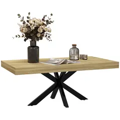 HOMCOM Bold Rustic Block Coffee Table - Wood-Effect - 1
