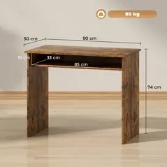 HOMCOM Boxy Work Desk, with Shelf - Wood-Effect - 3