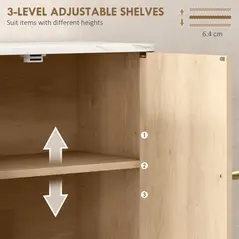 HOMCOM Bathroom Wall Cabinet with Adjustable Shelf - Oak - 5