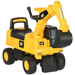 HOMCOM CAT Licensed Kids Ride on Digger Toddler Pretend Construction Play Toy Foot-To-Floor Ride-On Toy w/ Manual Shovel, Horn, Hidden Storage, for Ages 1-3 Years - 1