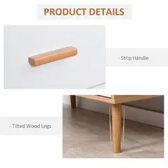 HOMCOM Chest of Drawers with 3 Drawers, Bedroom Cabinet, Storage Organizer for Living Room, White and Natural - 5