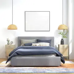 HOMCOM Bedside Table Set of 2, Rattan Side Tables with Drawer, Cabinet and Adjustable Shelf, Boho Bedside Cabinet with Storage for Bedroom, Living Room, Natural Wood Effect - 2