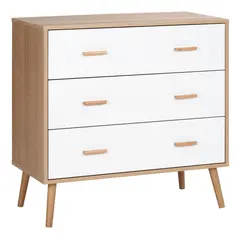 HOMCOM Chest of Drawers with 3 Drawers, Bedroom Cabinet, Storage Organizer for Living Room, White and Natural - 1