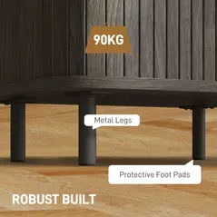 HOMCOM Bedside Table, Nordic Side Table with Roller Shutter Style Sliding Doors and Metal Legs for Bedroom, Living Room, Grey - 7