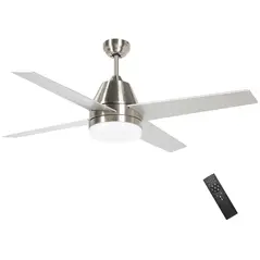 HOMCOM Ceiling Fan with LED Light, Flush Mount Ceiling Fan Lights with Reversible Blades, Remote, Silver and Black - 1