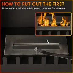 HOMCOM Bioethanol Stove Freestanding Medium-Large 3H Burning Stainless Steel Flame Snuffer for Living Room Black - 5