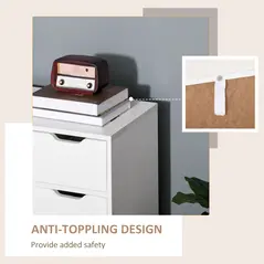 HOMCOM Bedroom Furniture Set, Wardrobe with Hanging Rod, Side Cabinet with Wood Legs, Bedside Table with Drawer, Nature Wood Finish and White - 8