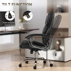 HOMCOM Big and Tall Office Chair 180kg with Spring Cushion, PU Leather - Black - 6