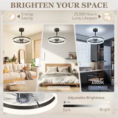 HOMCOM Ceiling Fan with LED Light and Remote - Black - 4