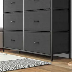 HOMCOM Bedroom Chest of Drawers, 10 Drawer Dresser with Foldable Fabric Drawers and Steel Frame, Black - 8