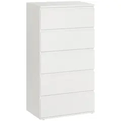 HOMCOM Chest of Drawers, 5 Drawers Storage Cabinet Floor Tower Cupboard for Bedroom Living Room, White - 1