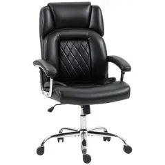HOMCOM Big and Tall Office Chair 180kg with Spring Cushion, PU Leather - Black - 1