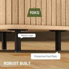 HOMCOM Bedside Table, Nordic Side Table with Roller Shutter Style Sliding Doors and Metal Legs for Bedroom, Living Room, Oak Tone - 7