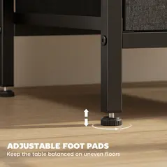 HOMCOM Bedside Table with Charging Station - Black - 7