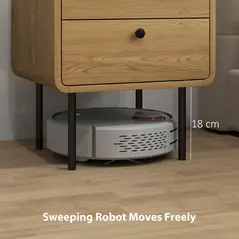 HOMCOM Bedside Table with 2 Drawers and Steel Legs - Oak - 6