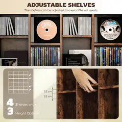 HOMCOM CD Storage Unit with Adjustable Shelves, 89 x 130.5 cm, Rustic Brown - 5