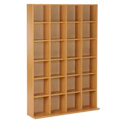 HOMCOM CD Storage Unit with Adjustable Shelves, 89 x 130.5 cm, Beech Wood Finish - 1