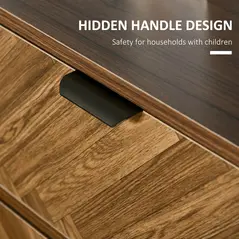 HOMCOM Bedside Table Set of 2 with 2 Drawers, Modern Side Tables with Herringbone Pattern and Metal Legs for Bedroom, Living Room, Walnut Brown - 6