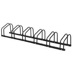 HOMCOM Bike Stand Parking Rack Floor or Wall Mount Bicycle Cycle Storage Locking Stand 179L x 33W x 27H (6 Racks, Black) - 1