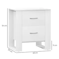 HOMCOM Bedside Table Set of 2 with 2 Drawers, Nightstands with Handles and Elevated Base, Side Tables for Bedroom, Living Room, White - 3