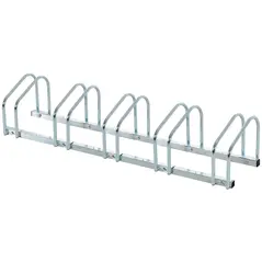 HOMCOM Bike Stand Parking Rack Floor or Wall Mount Bicycle Cycle Storage Locking Stand (5 Racks, Silver) - 1