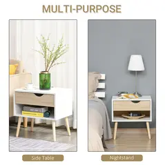 HOMCOM Bedside Table with Drawer and Shelf, Modern Nightstand, End Table for Bedroom, Living Room, White - 4
