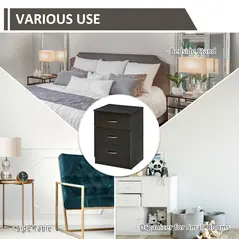 HOMCOM Bedside Cabinet with Drawer and Shelf, White Bedside Table for Bedroom, Living Room, Nightstand Side Table with Metal Rail Set of 2 - 4