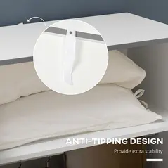 HOMCOM Bedroom Furniture Set, Wardrobe with Hanging Rail, 3 Drawer Chest of Drawers with Cut-out Handles, Grey and White - 6