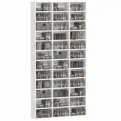 HOMCOM CD Storage Unit with Adjustable Shelves, 102 x 195 cm, Marble Effect - 1