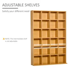 HOMCOM CD Storage Unit with Adjustable Shelves, 89 x 130.5 cm, Beech Wood Finish - 5