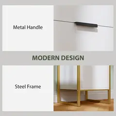 HOMCOM Bedroom Chest of Drawers, Industrial 3-Drawer Dresser, Storage Drawers Unit with Metal Frame for Living Room, White - 5