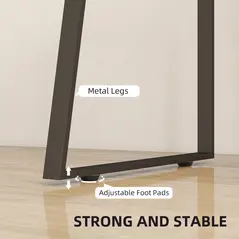 HOMCOM Computer Desk, Writing Desk with Cabinet, Drawer, Metal Legs, Work Table for Home Office Study, Natural Wood Finish - 6