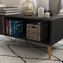 HOMCOM Coffee Table for Living Room, Modern Centre Table with Storage Compartments and Cabinets, Rectangular Side Table, 115x 58x 45cm, Grey - 8