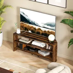 HOMCOM Corner TV Stand with 2 Open Shelves for 47 Inch TV - Rustic Brown - 8