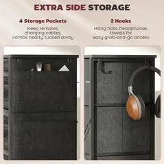 HOMCOM Chest of Four Fabric Drawers - Black - 5