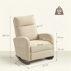 HOMCOM Corduroy Rocking Armchair - Beige - 3