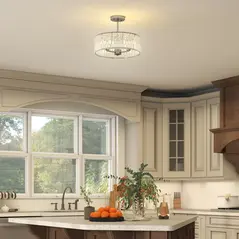 HOMCOM Crystal Ceiling Light Fixture, Semi Flush Mount Modern Crystal Chandelier Ceiling Light for Living Room, Bedroom, Hallway, Dining Room, E14 Base 3-Lights, Bulbs Not Included, Silver Tone - 6