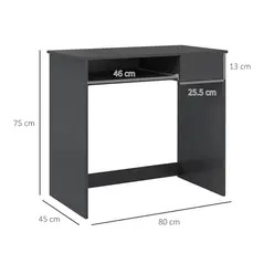 HOMCOM Compact Computer Desk with Keyboard Tray and Drawer, Study Desk, Writing Desk for Home Office, Grey - 3