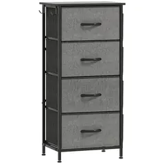 HOMCOM Chest of Four Fabric Drawers - Charcoal Grey - 1