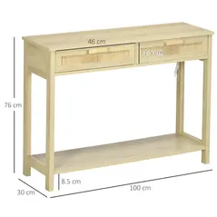 HOMCOM Console Sofa Table Hallway Side Desk with Storage Shelf Drawer for Entryway Living Room Bedroom Natural - 3