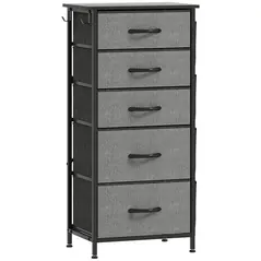 HOMCOM Chest of Five Fabric Drawers - Charcoal Grey - 1