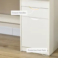 HOMCOM Computer Desk with Drawers, High Gloss Home Office Desk with Storage Cabinet, Study Workstation, 120 x 60cm, White - 6