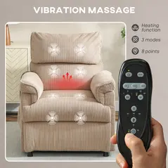 HOMCOM Corduroy Electric Massage Recliner - Brown - 4