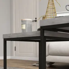 HOMCOM Coffee Table Set of 2, Nest of Tables with 3.5cm Thick Tabletop, Grey - 9