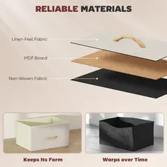 HOMCOM Chest of Ten Fabric Drawers - Beige - 6