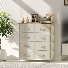 HOMCOM Chest of Eight Fabric Drawers - Beige - 9
