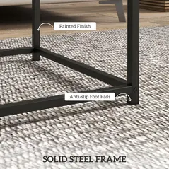 HOMCOM Coffee Table Set of 2, Nest of Tables with 3.5cm Thick Tabletop, Grey - 7