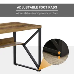 HOMCOM Computer Desk Writing Desk Home Office PC Laptop Workstation with Storage Shelf 120 x 60 x 76cm Black Brown Wood Effect - 5