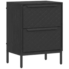 HOMCOM Chest of Drawers, Dresser with 2 Fabric Drawers and Aluminium Handles - Black - 1